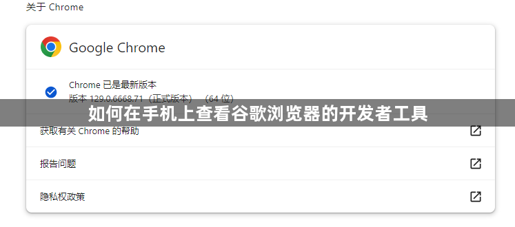如何在手机上查看谷歌浏览器的开发者工具
